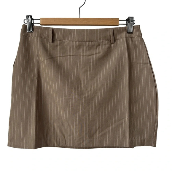 Sans Souci beige‎ / taupe pinstripe mini skirt  small - Picture 3 of 7